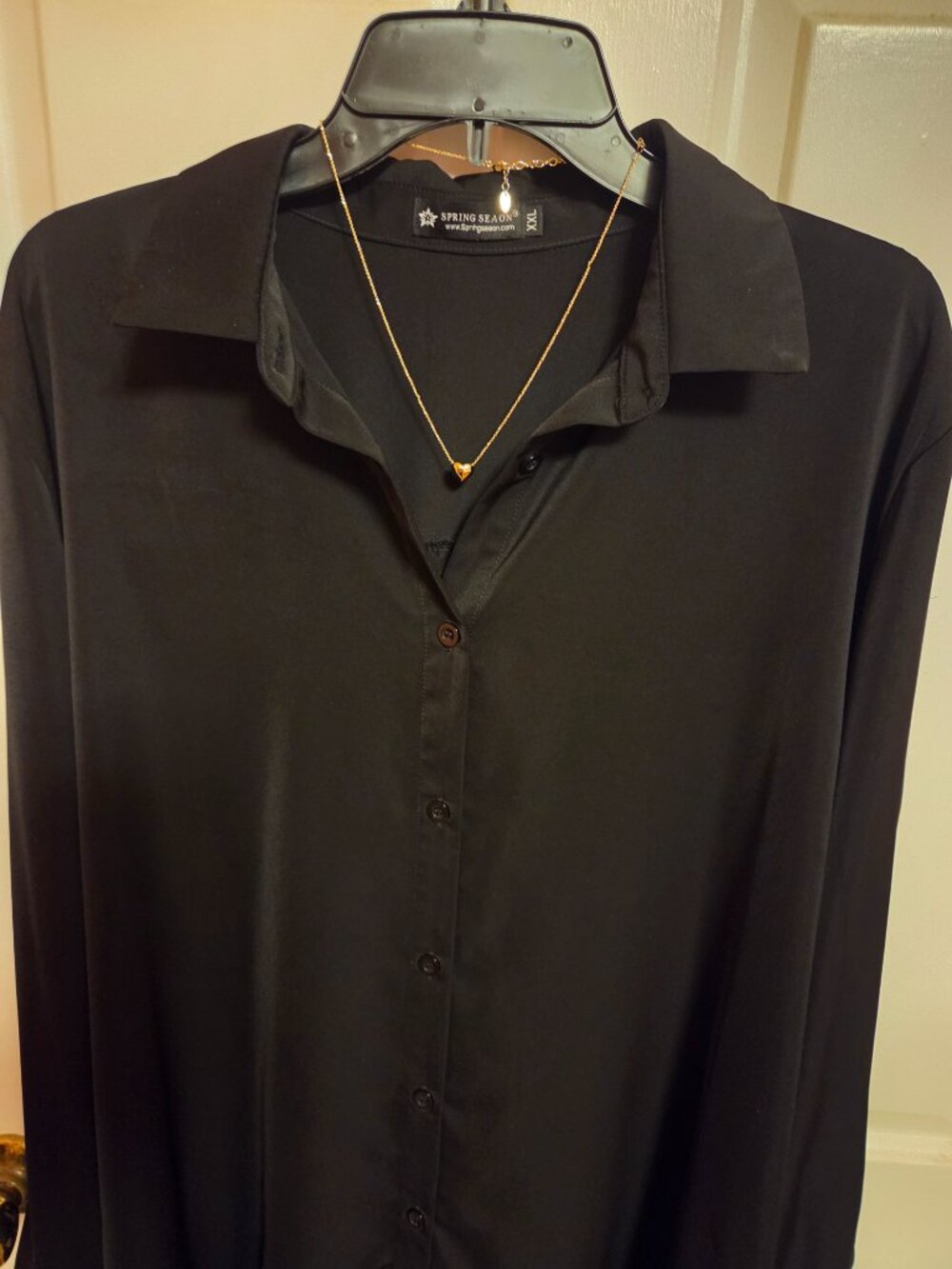 Beautiful Black Collar long Sleeve Dressy Shirt.